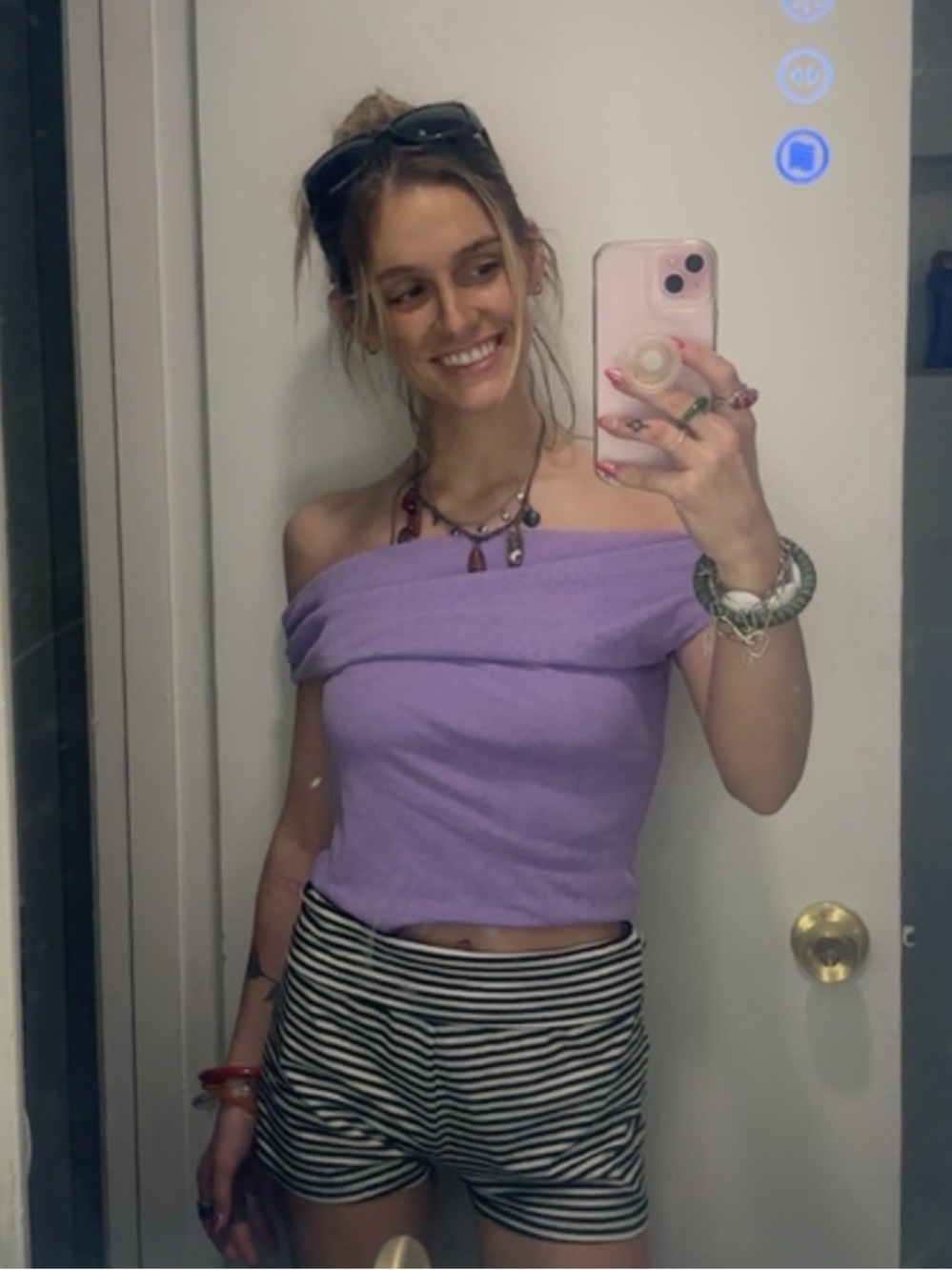 Off-the-Shoulder Urban Outfitters Lavender Crop Top – Women's Summer Top